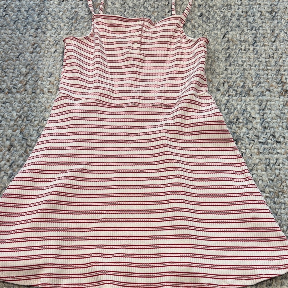 Zara Res and White Striped Casual Kids Dress